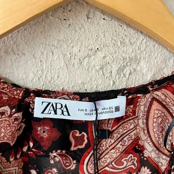 NWT Zara Paisley Printed Ruffle Bodysuit Small - Picture 5 of 8